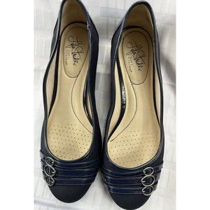 life stride soft system shoes Color Dark Blue Size 8W Slip On Wedge Heel